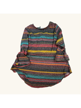 New Directions Women’s 2X Multicolor Striped Knit Tunic Top Zip Neck Plus Size